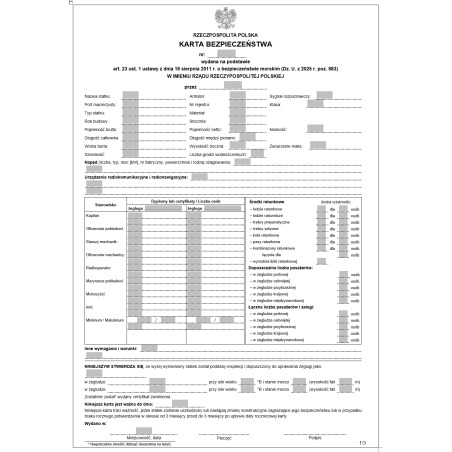 KARTA BEZPIECZEŃSTWA STATKU