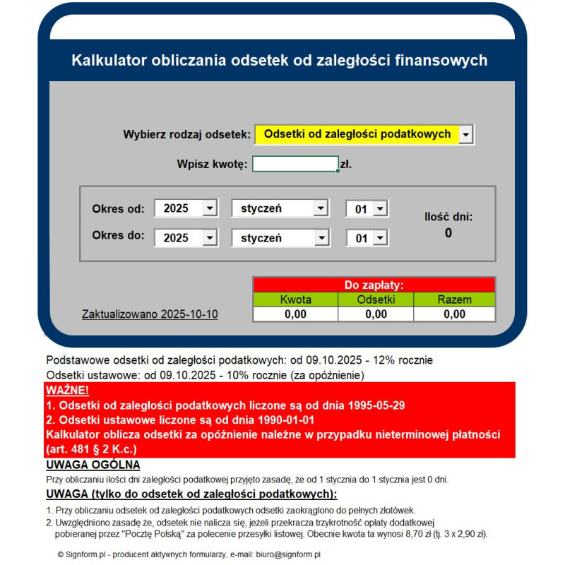 Kalkulator odsetkowy Kalkulator odsetkowy