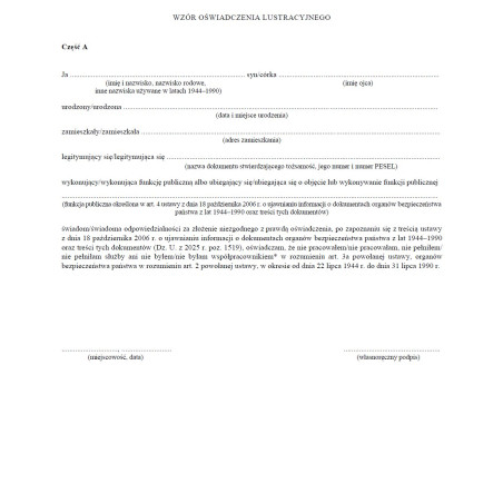 Wzór oświadczenia lustracyjnego