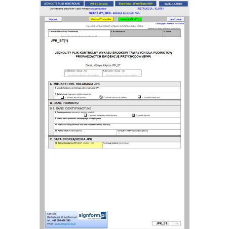 JPK ST - JPK Środki Trwałe