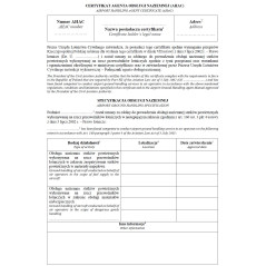 Wzór certyfikatu agenta obsługi naziemnej (AHAC)