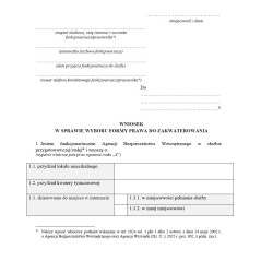 Wniosek w sprawie wyboru formy prawa do zakwaterowania funkcjonariusza Agencji Bezpieczeństwa Wewnętrznego