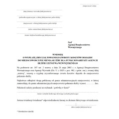 Wniosek o wypłatę zryczałtowanego zwrotu kosztów dojazdu do miejscowości pełnienia służby dla funkcjonariuszy Agencji Bezpieczeństwa Wewnętrznego