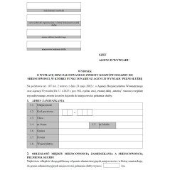 Wniosek o wypłatę zryczałtowanego zwrotu kosztów dojazdu do miejscowości, w której funkcjonariusz Agencji Wywiadu pełni służbę