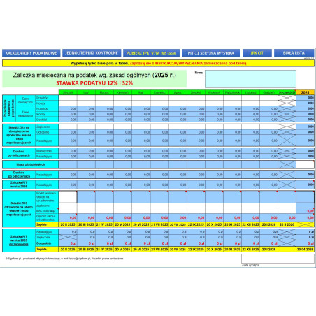 Kalkulator podatkowy miesięczny SKALA 2025