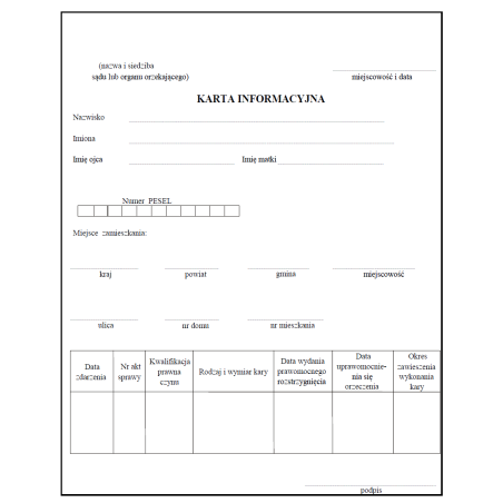 Karta informacyjna