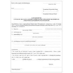 Zawiadomienie o wydaniu decyzji o cofnięciu kierującemu wpisanemu do ewidencji uprawnienia do kierowania pojazdami
