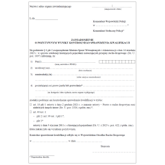 Zawiadomienie o pozytywnym wyniku kontrolnego sprawdzenia kwalifikacji