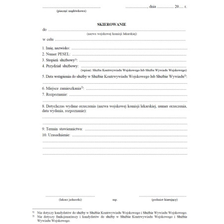 Skierowanie na badania lekarskie funkcjonariusza Służby Kontrwywiadu Wojskowego albo Służby Wywiadu Wojskowego