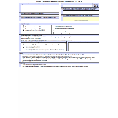 Wniosek o umożliwienie okresowego korzystania z usług systemu "ASG-EUPOS"