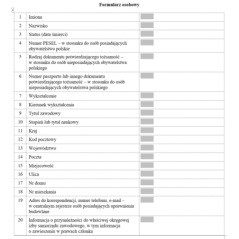 Formularz osobowy (centralny rejestr osób posiadających uprawnienia budowlane)