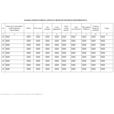 Książka ewidencji broni, amunicji i środków przymusu bezpośredniego