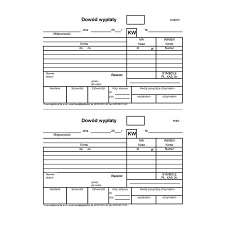 KW - Kasa wypłaci (Dowód wypłaty)
