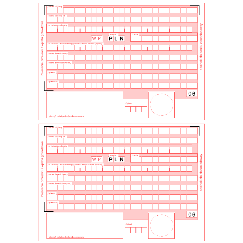 Polecenie przelewu / wpłata gotówkowa