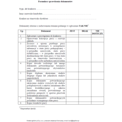 Formularz sprawdzenia dokumentów kandydata na dyrektora zakładu poprawczego, schroniska dla nieletnich