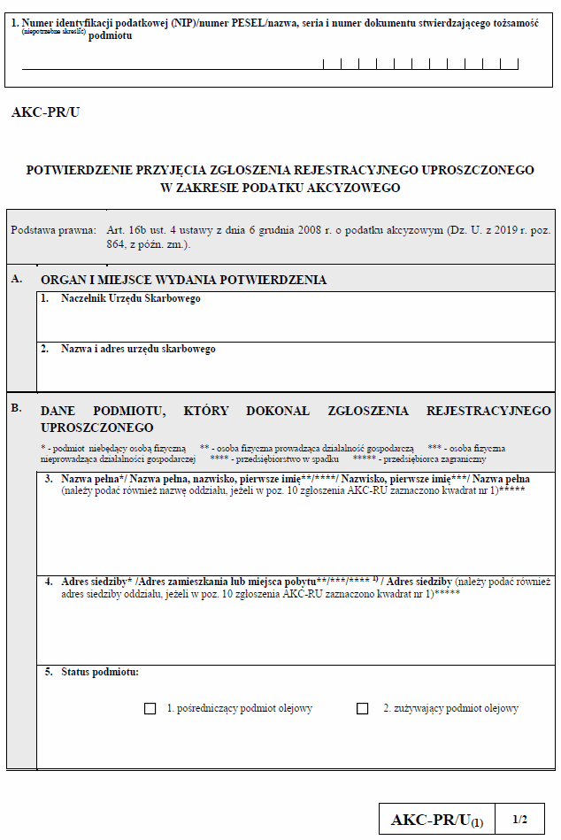 AKC-RU / AKC-ZU, AKC-RU/A, AKC-PR/U - NOWE WZORY AKCYZOWE