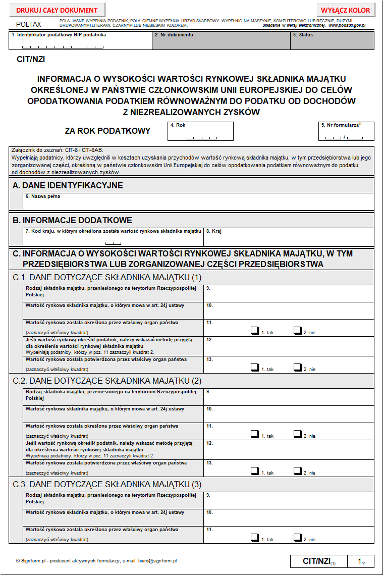 Nowe formularze CIT: CIT-NZ, CIT/NZI