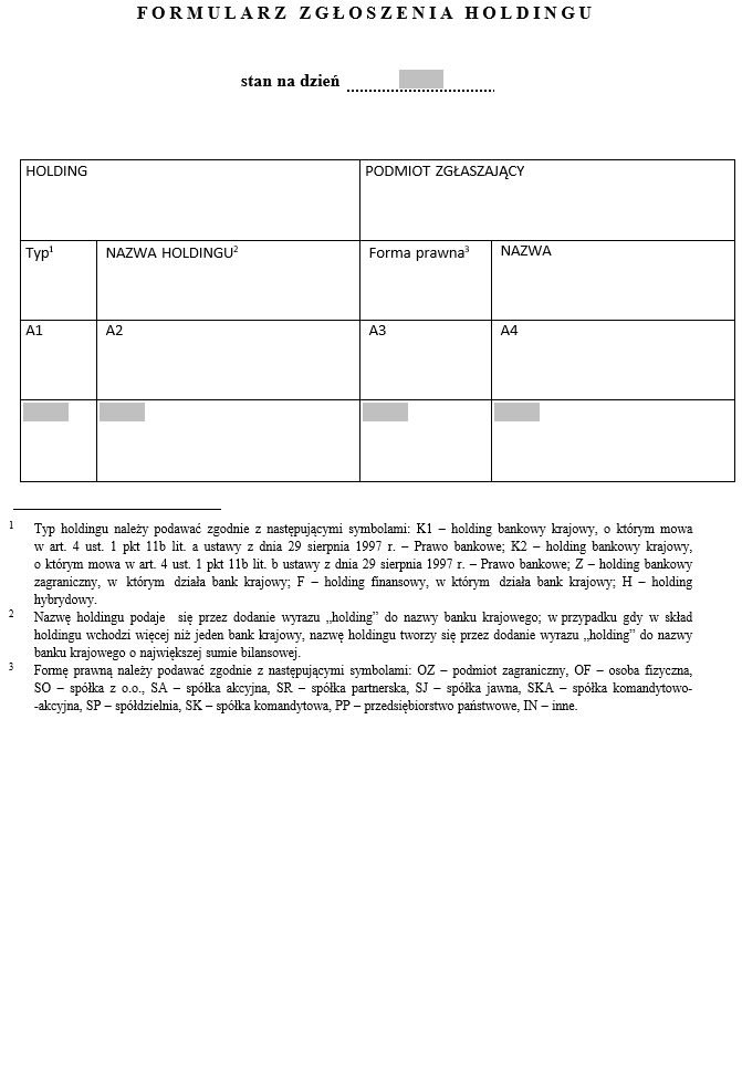Formularz zgłoszenia holdingu