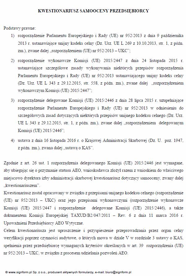 Kwestionariusz samooceny przedsiębiorcy