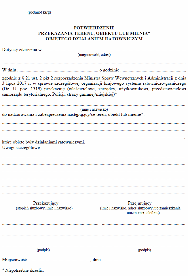 Wzory stosowane w Krajowym systemie ratowniczo-gaśniczym
