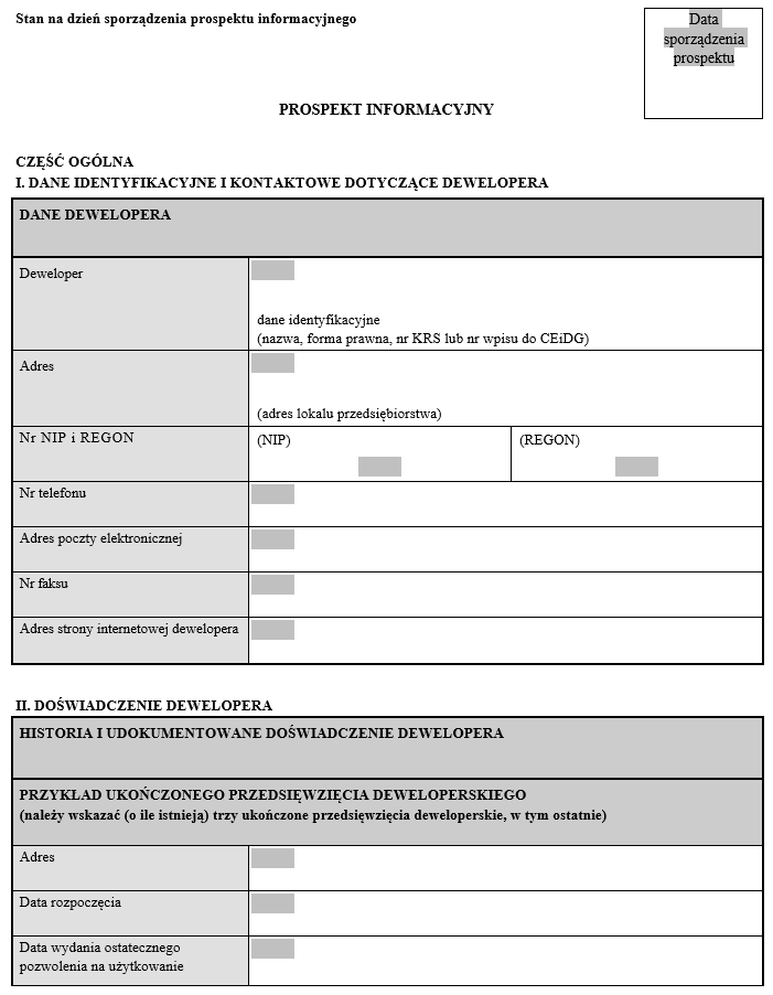 Prospekt informacyjny dewelopera