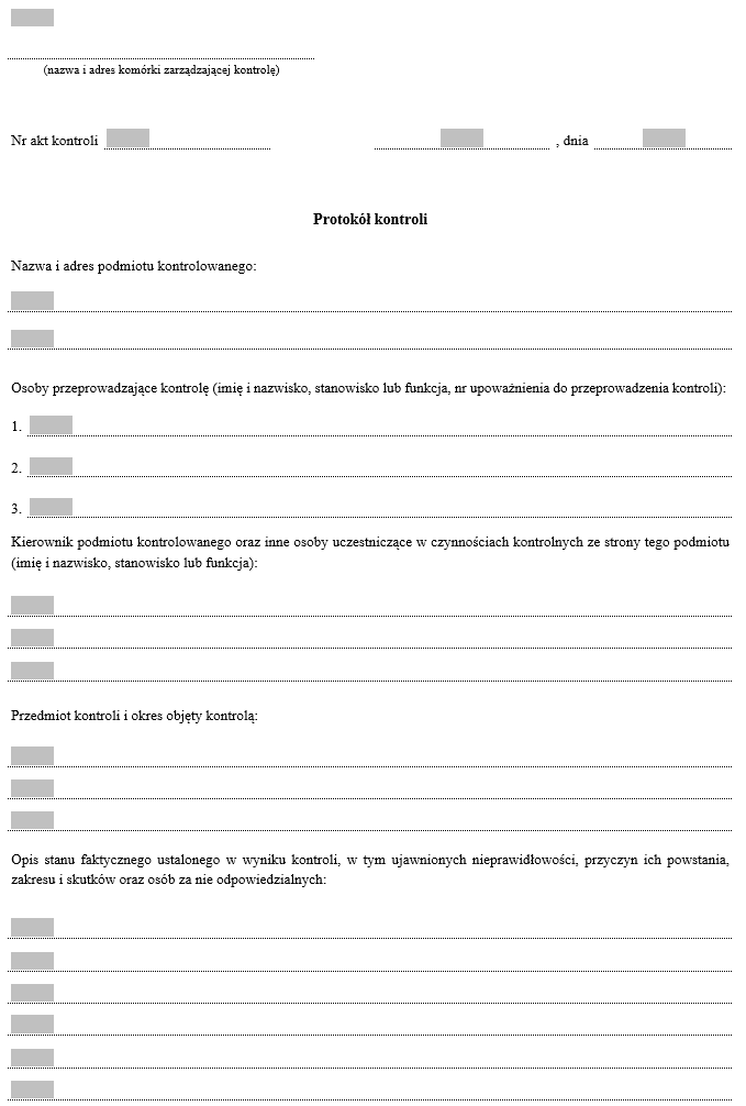 Protokół kontroli i upoważnienie do przeprowadzenia kontroli korzystania z dostępu do danych w trybie ograniczonej teletransmisji danych