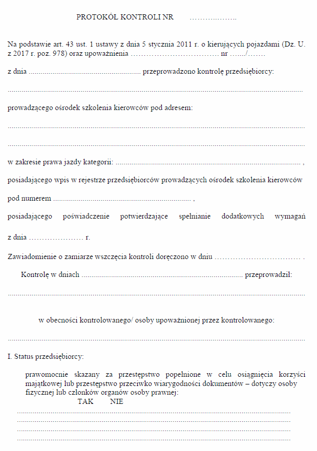 Formularze przeznaczone dla Ośrodka Szkolenia Kierowców
