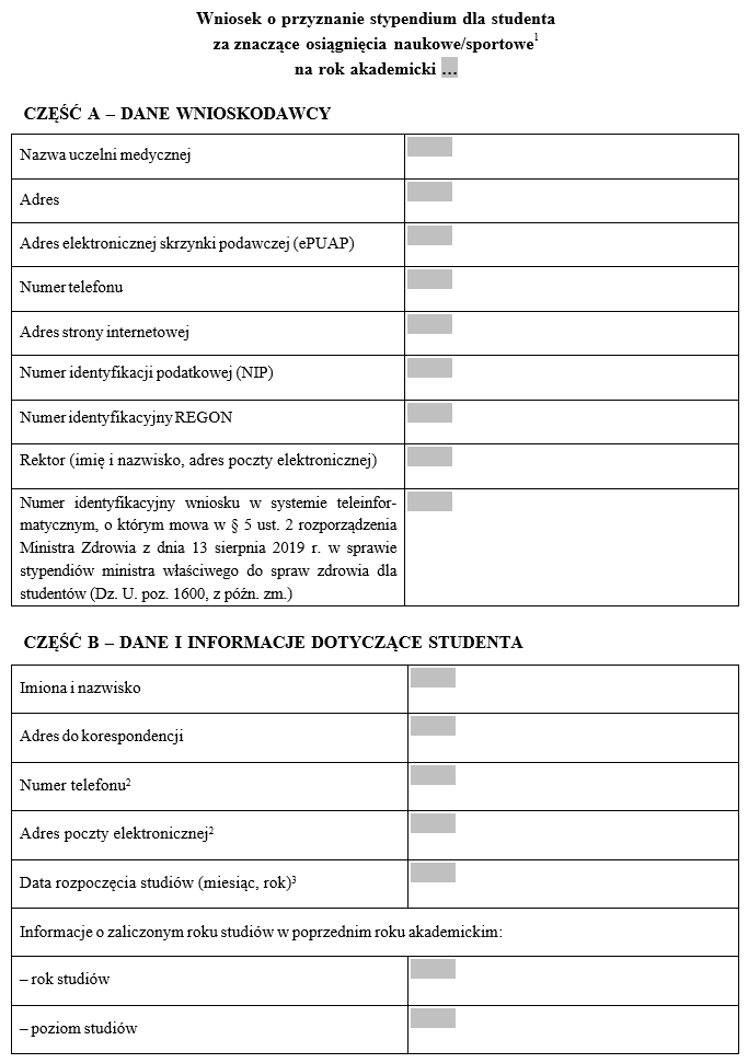 Wniosek o przyznanie stypendium dla studenta za znaczące osiągnięcia naukowe/sportowe