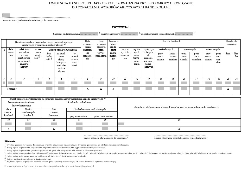 Formularze ewidencji i dokumentacji dotyczące wyrobów akcyzowych i znaków akcyzy