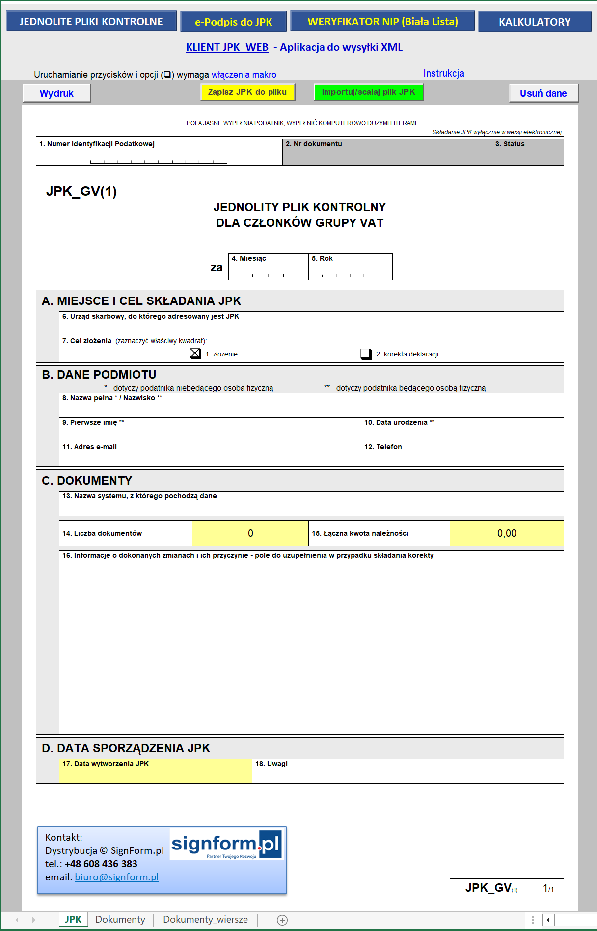 JPK GV dla grup VAT