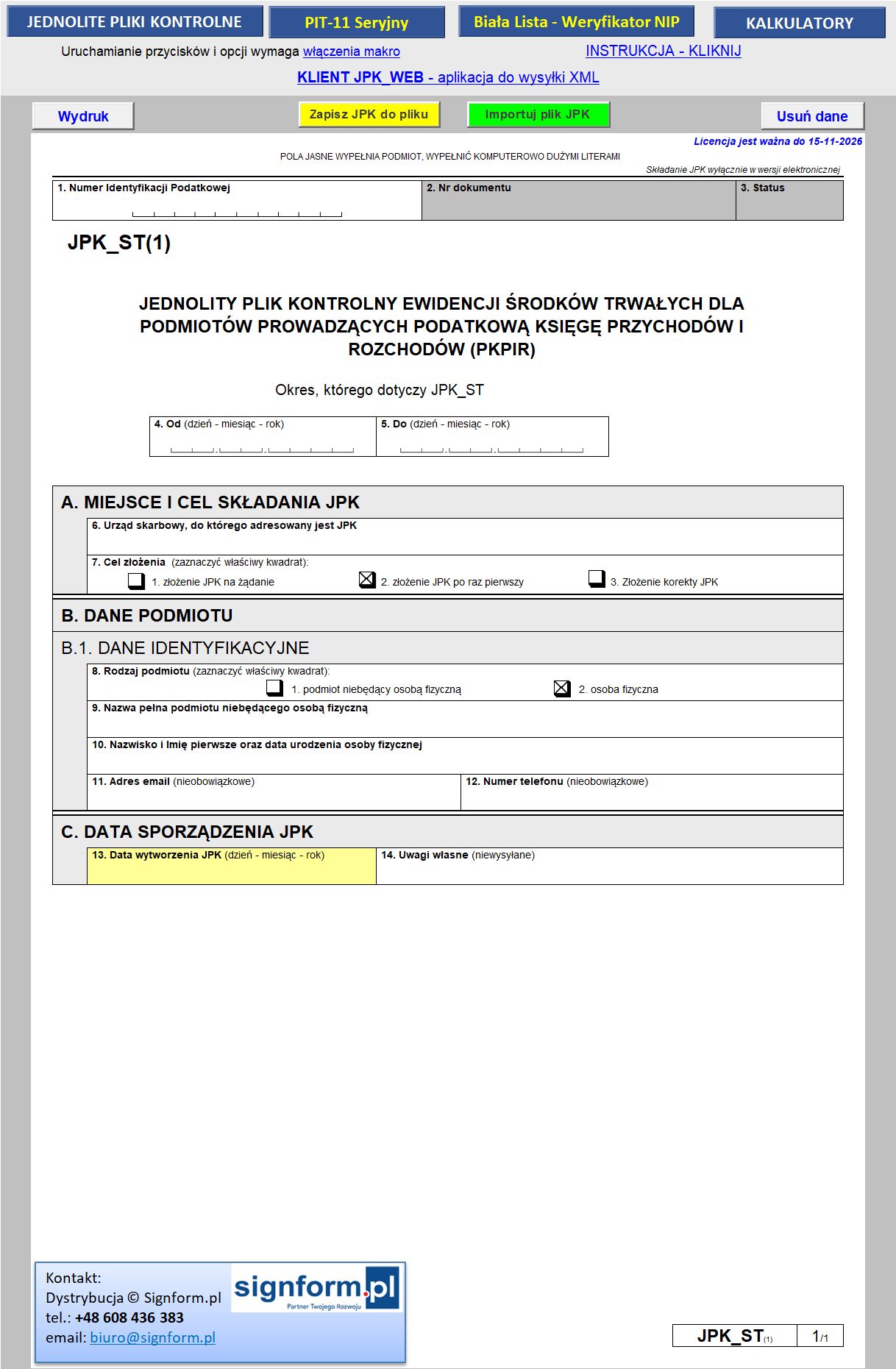 JPK ST (JPK Środki Trwałe) — Skoroszyt dla PKPiR i EWP | iForm