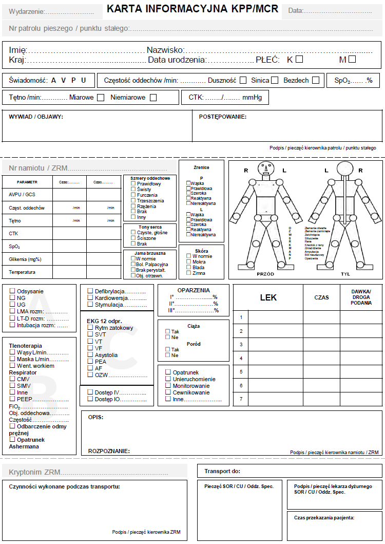 Karta informacyjna KPP/MCR