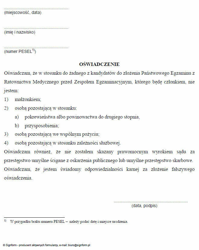 Państwowe ratownictwo medyczne Wzory