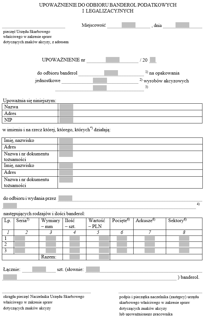 Formularze oznaczania wyrobów akcyzowych znakami akcyzy