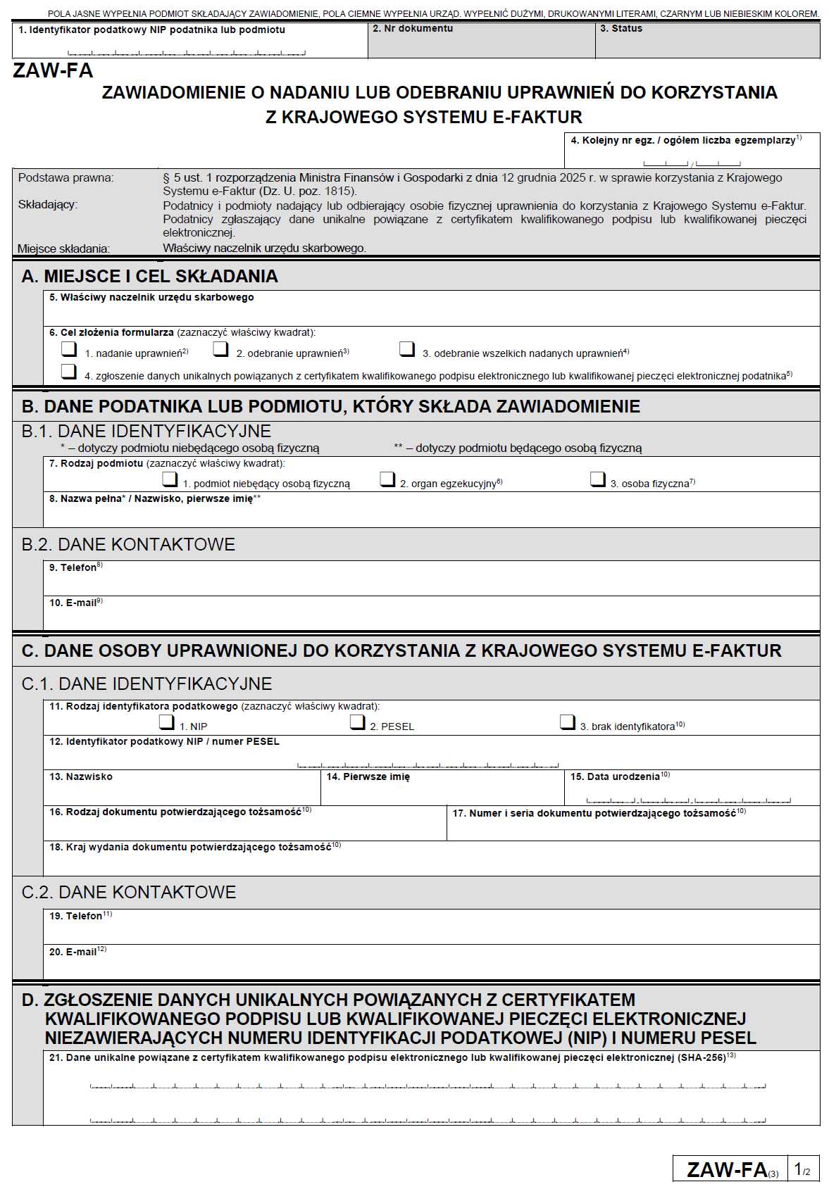 ZAW-FA(3) – Nowy Wzór Zawiadomienia do KSeF od 1 lutego 2026